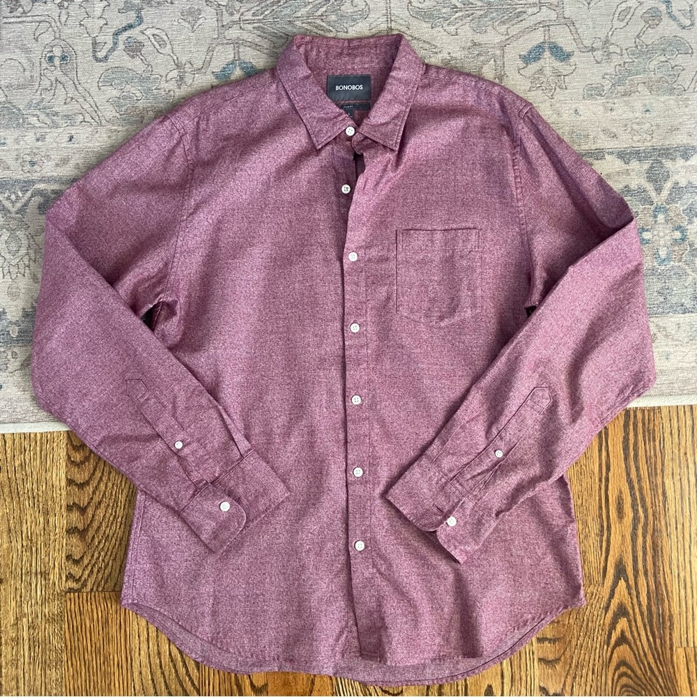Bonobos Red Slim Fit Button Down Dress Shirt Large
